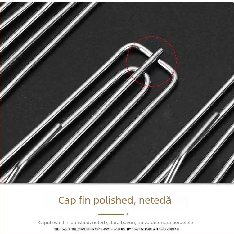 Cârlige pentru perdea din oțel inoxidabil, design cu patru dinți, clipsuri și catarame