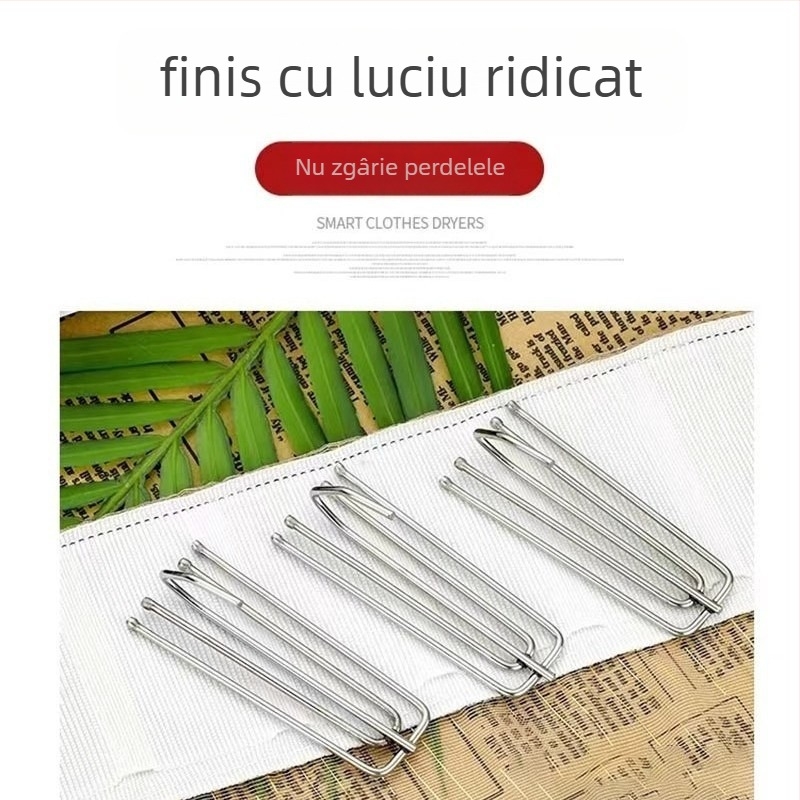 Cârlige pentru perdea din oțel inoxidabil, design cu patru dinți, clipsuri și catarame