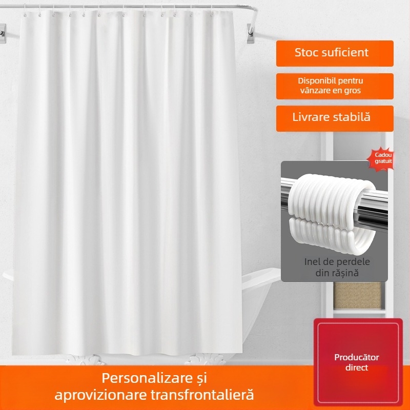 Cortină de duș PEVA, stil modern minimalist, simplă, impermeabilă pentru baie, cu cârlige