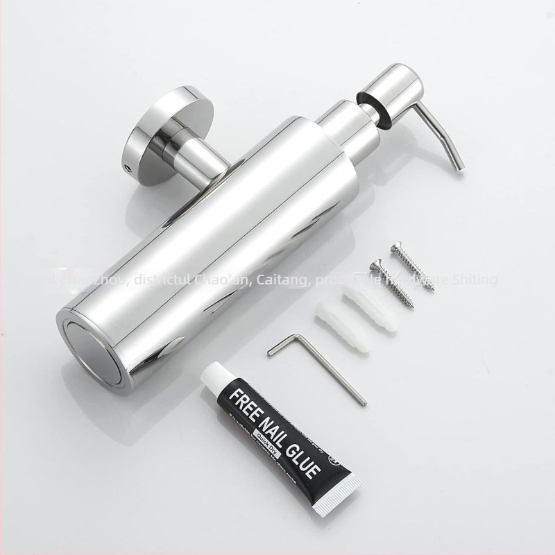 Dispenser de săpun din oțel inoxidabil, montat pe perete, acționare prin apăsare, oțel inoxidabil 304, finisaj negru periat, design modern minimalist