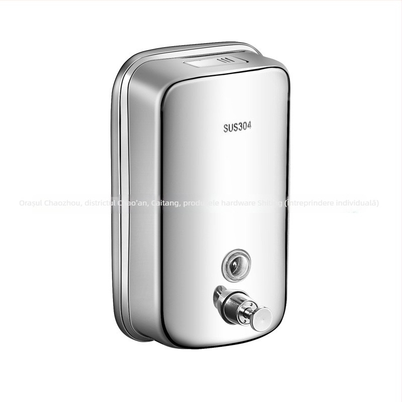 Dispenser de săpun din oțel inoxidabil, montat pe perete, acționare prin apăsare, oțel inoxidabil 304, finisaj negru periat, design modern minimalist