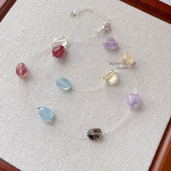 Colier în stil Baroc cu pietre naturale: ametist, citrin și cristal; material: cristal; ambalaj individual; lansare vară 2025