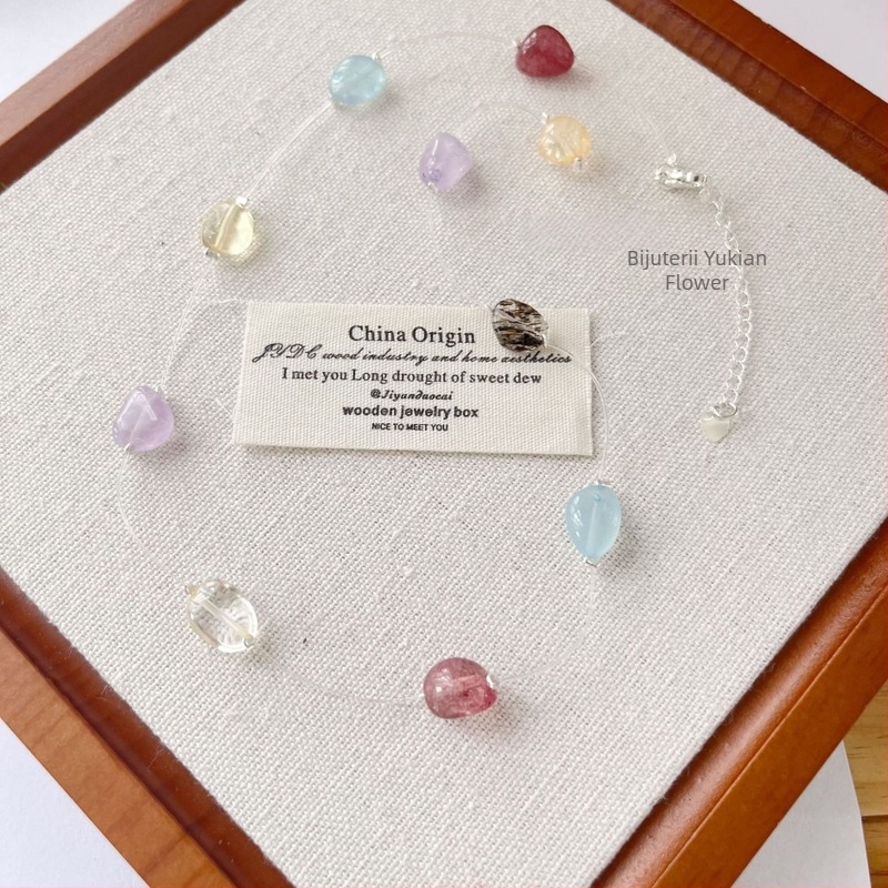 Colier în stil Baroc cu pietre naturale: ametist, citrin și cristal; material: cristal; ambalaj individual; lansare vară 2025