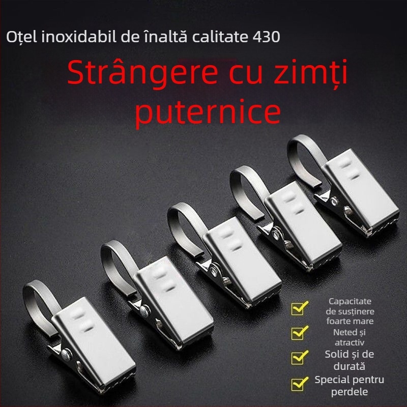 Set de clips pentru perdea cu cârlig, material: mătase cu model floral, stil universal