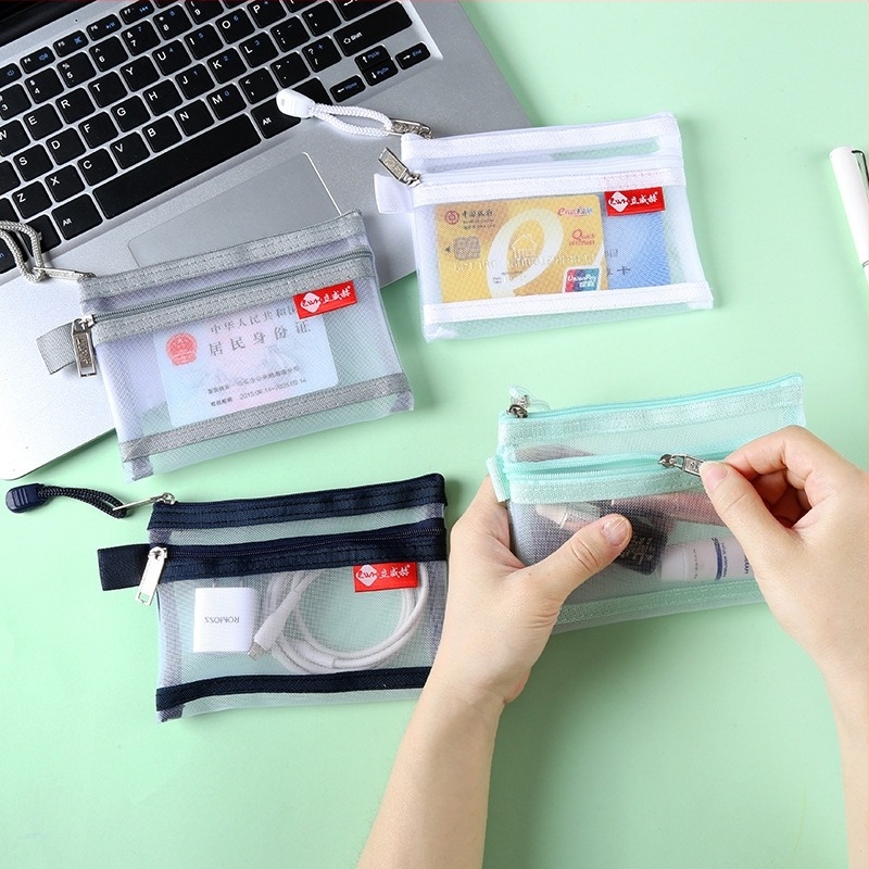 Liweihe EVA Organizator dublu-strat pentru carduri și accesorii, cu fermoar