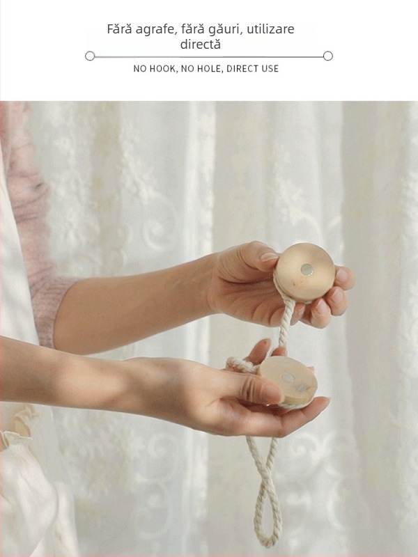 Cataramă metalică pentru perdea, cu benzi magnetice de legare și capse tip clips