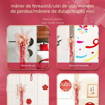 Set de decor pentru camera de nuntă: ghirlandă din fir cu caracterele Dublă Fericire, agrafe pentru perdele pentru living și dormitor