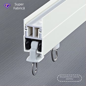 Z-007 Șină pentru perdea din aluminiu flexibil, pentru fereastră unghiulară, cu formă U, ghid silențios, colț curbat, montaj superior și lateral, culoare argintiu-alb.