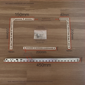 Accesoriu pentru șina de draperii de balcon din oțel inoxidabil, cu grindă telescopică, compatibil cu șine pătrate sau curbate