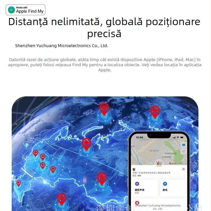 Locator Bluetooth anti-pierdere pentru obiecte de valoare – 8 g, carcasă din plastic, baterie tip buton, compatibil cu iOS