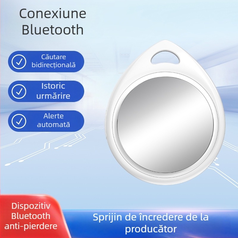 Locator Bluetooth anti-pierdere pentru obiecte de valoare – 8 g, carcasă din plastic, baterie tip buton, compatibil cu iOS