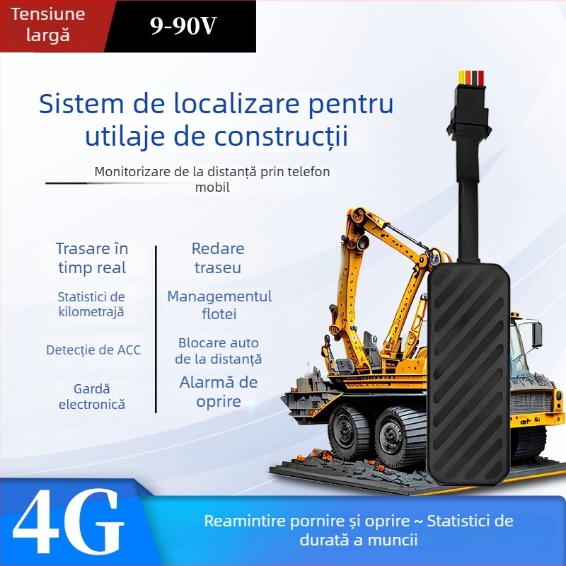 KM02 Localizator GPS pentru excavatoare și echipamente grele – poziționare Beidou/GPS, precizie 3 m, antenă încorporată, alimentare 9-90 V