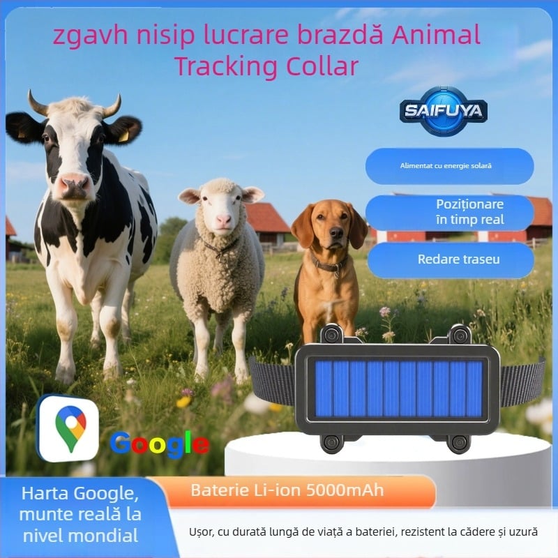 Localizator de animale pentru bovine și ovine cu GPS Beidou, alarme (vibrații, alertă pe telefon, gard, viteză excesivă), precizie 3 m, IP67, baterie de 30 de zile