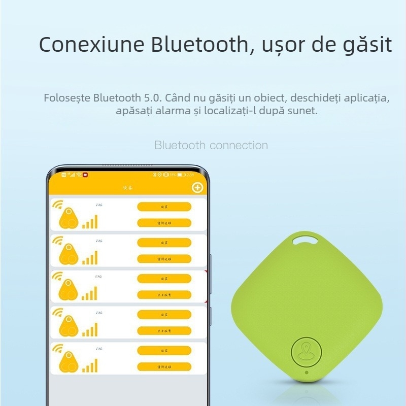 Bluetooth 5.2 Remote Selfie Anti-Pierdere cu Localizator, Alarm Bidirecțional, Distanță 15–30 m, Baterie CR2032