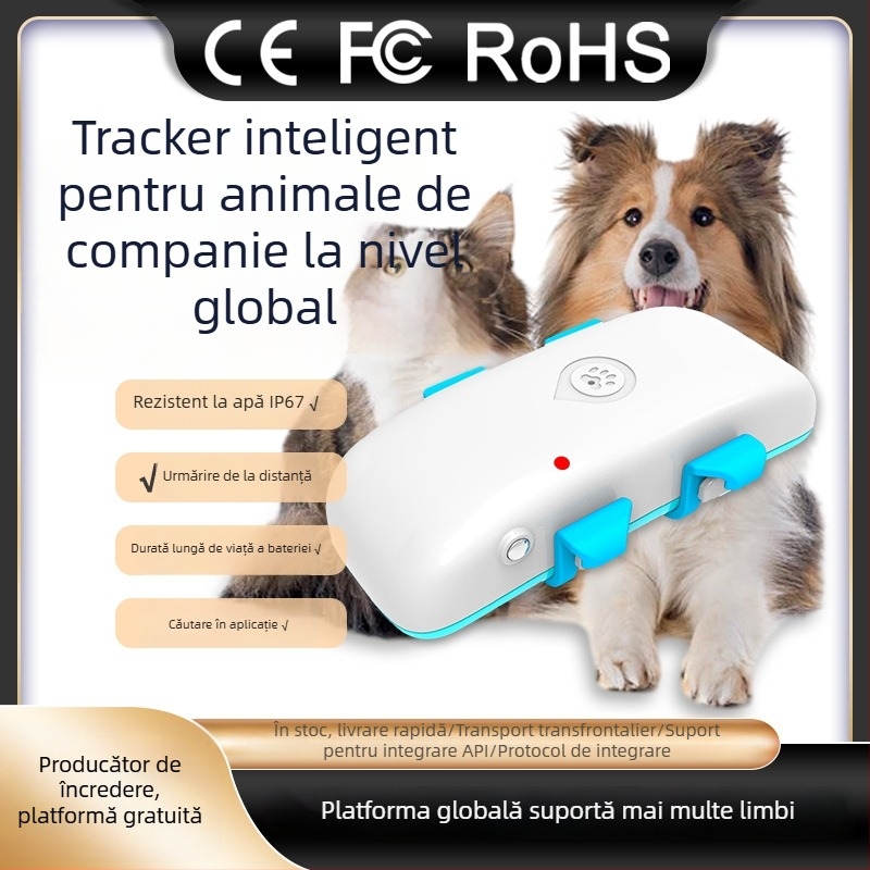 Locator wireless pentru animale de companie, persoane în vârstă și copii; precizie GPS 1–10 m; metode de alarmă: vibrație, SOS, gardă virtuală, depășire viteză; IP67 rezistent la apă; autonomie în standby ~2 zile; model C032