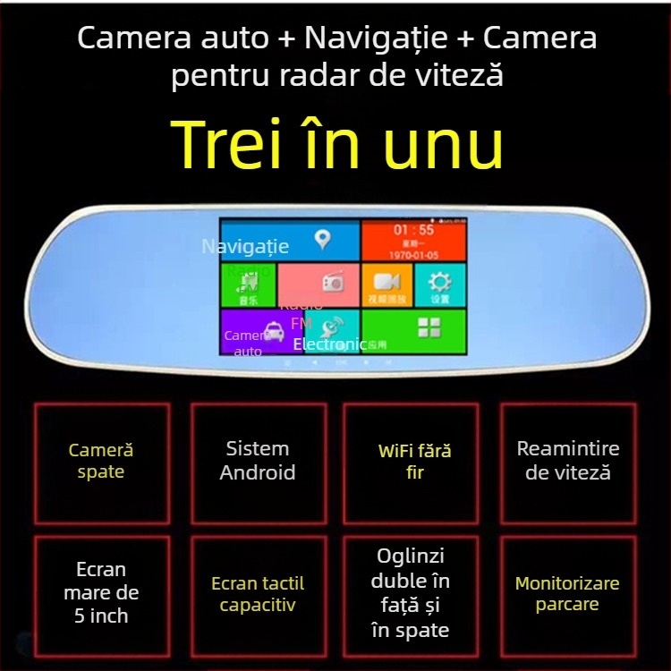 Camera de bord X6 cu lentile duale, unghi de 170°, înregistrare ciclică, suport până la 32GB TF card