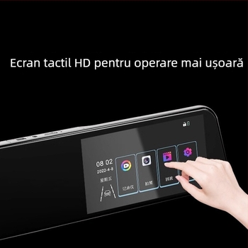 Oglindă retrovizoare auto, cameră video 1080p – înregistrare duală față-spate, monitorizare parcare, imagine la mers înapoi, ecran tactil de 5,5 inch