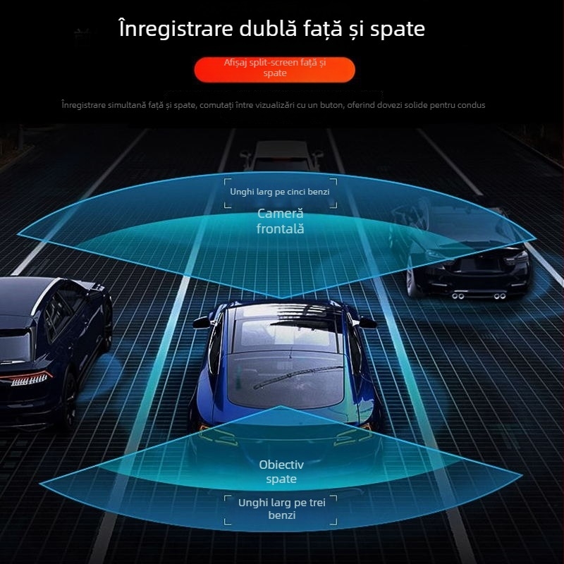 Oglindă retrovizoare auto, cameră video 1080p – înregistrare duală față-spate, monitorizare parcare, imagine la mers înapoi, ecran tactil de 5,5 inch