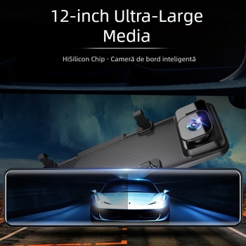 Noul dash cam auto, cu ecran de 12 inch, obiectiv dual, viziune de noapte 2K/4K, Wi-Fi, GPS urmărire traseu, DVR