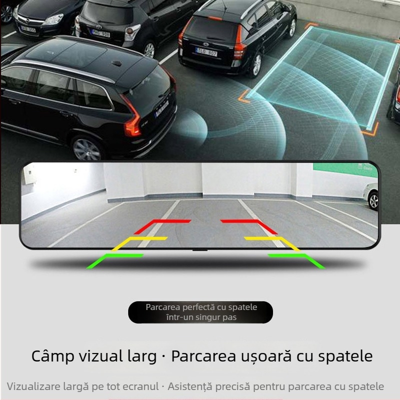 Noul dash cam auto, cu ecran de 12 inch, obiectiv dual, viziune de noapte 2K/4K, Wi-Fi, GPS urmărire traseu, DVR