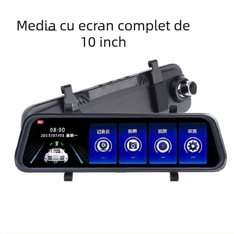 oglindă retrovizoare inteligentă cu două camere de 10 inch, DVR auto, 1080p, unghi de vizualizare 170°, înregistrare față și spate, vedere nocturnă
