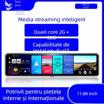 Q80 Oglindă retrovizoare inteligentă cu cameră dublă, dash cam, 4G navigație Android, 1080P, quad-core, 2GB RAM + 32GB stocare