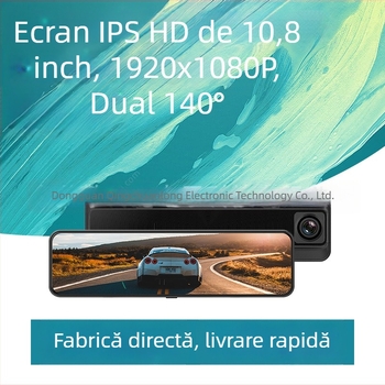 Camera de bord auto 1080p cu obiectiv dual, viziune nocturnă, control vocal și ecran tactil