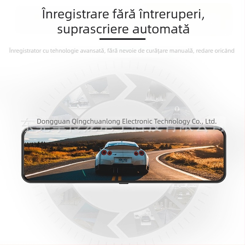 Camera de bord auto 1080p cu obiectiv dual, viziune nocturnă, control vocal și ecran tactil