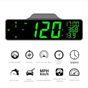 HUD montat în bord cu busolă, GPS vitezometru, alarmă pentru depășirea vitezei și odometru