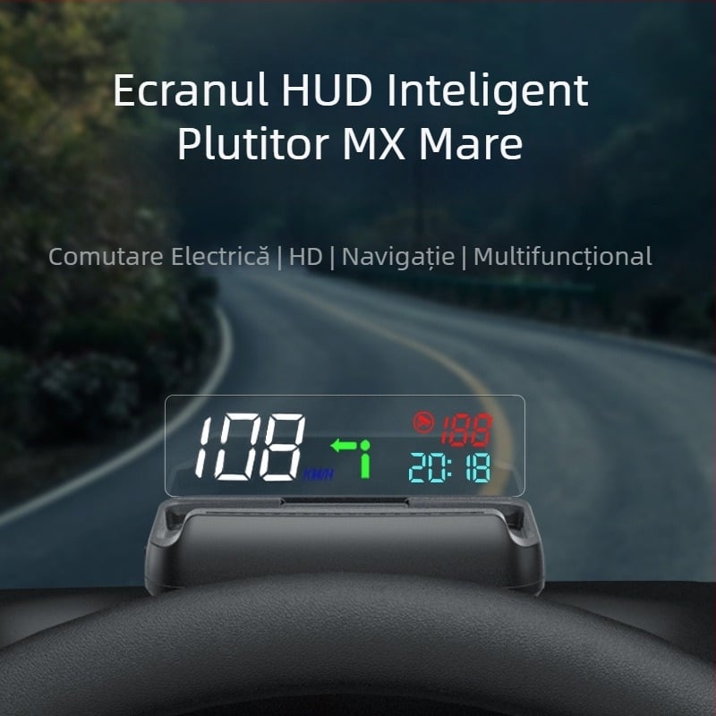 Big Plus HUD auto: afișaj head-up electric, pliabil și reglabil pe înălțime, alimentare prin OBD, detector de viteză și navigație încorporată