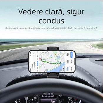 Suport pentru telefon pentru panoul de instrumente auto cu HUD vedere directă, ABS, rotație 360°, braț consolă centrală