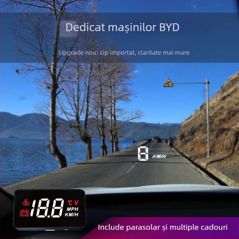 Display HUD pentru mașină A100 cu proiecție OBD, alimentare pe baterie, control manual