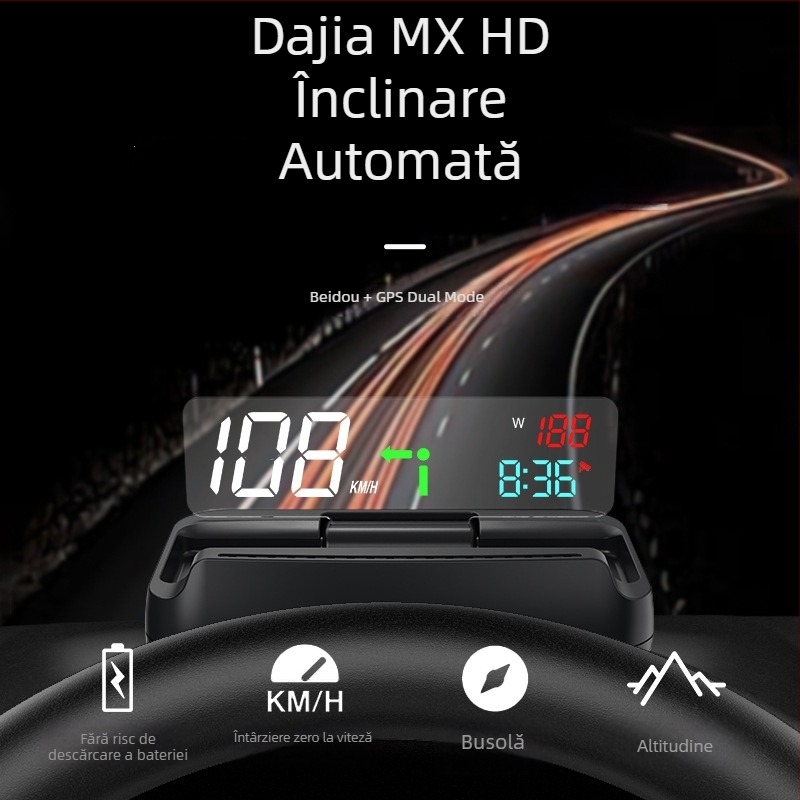 HUD pentru autoturism MX-GPS, alimentare USB, control manual, 58 g