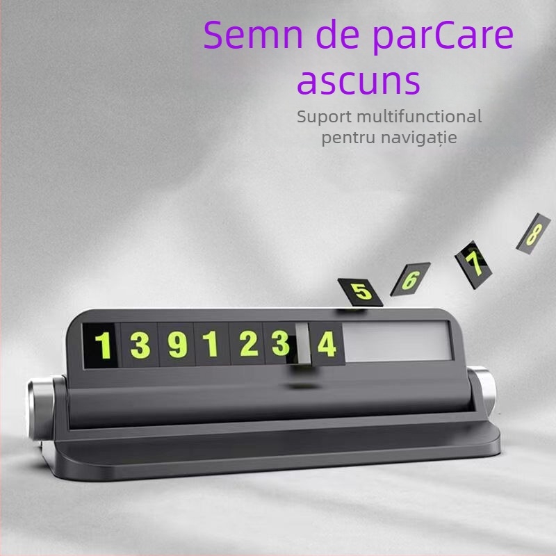 Suport auto pentru telefon XHD, tip Lazy Stand, din plastic, cu clemă ID ascunsă și card de parcare multifuncțional