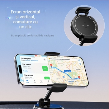 Suport auto magnetic pentru telefon cu MagSafe, montaj adeziv și buzunar pentru carduri - ABS plastic, personalizabil