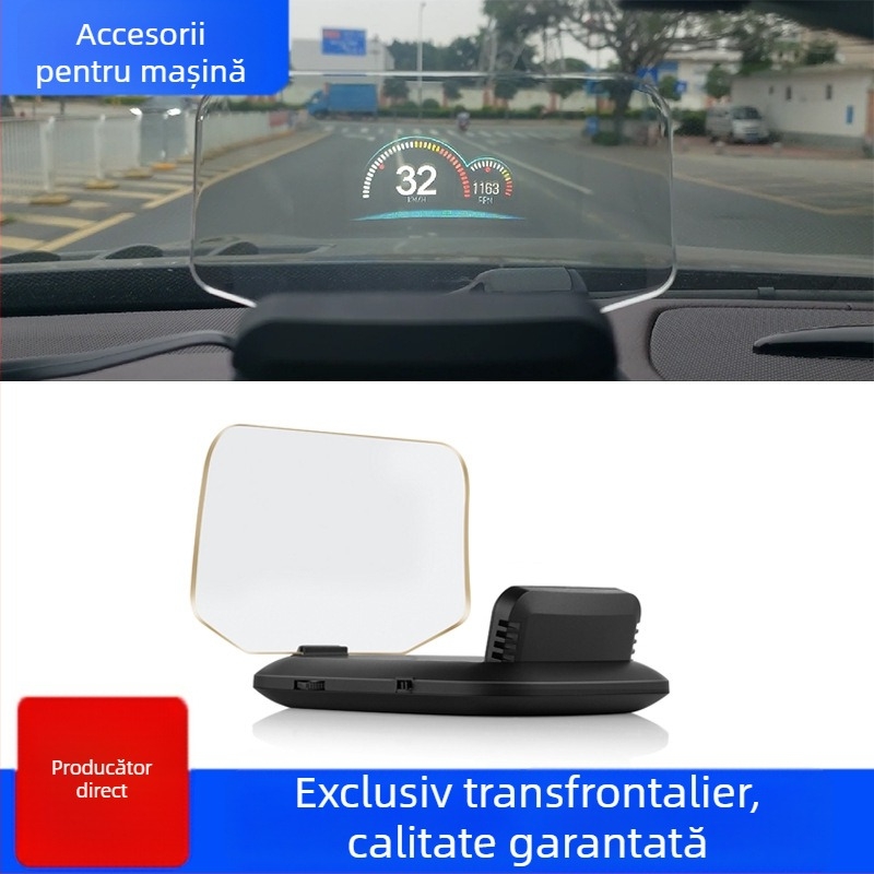 C1 HUD pentru mașini – afișaj optic cu lentilă, rezoluție HD, semnale OBD2+GPS/BeiDou, alimentare OBD, control manual, universal