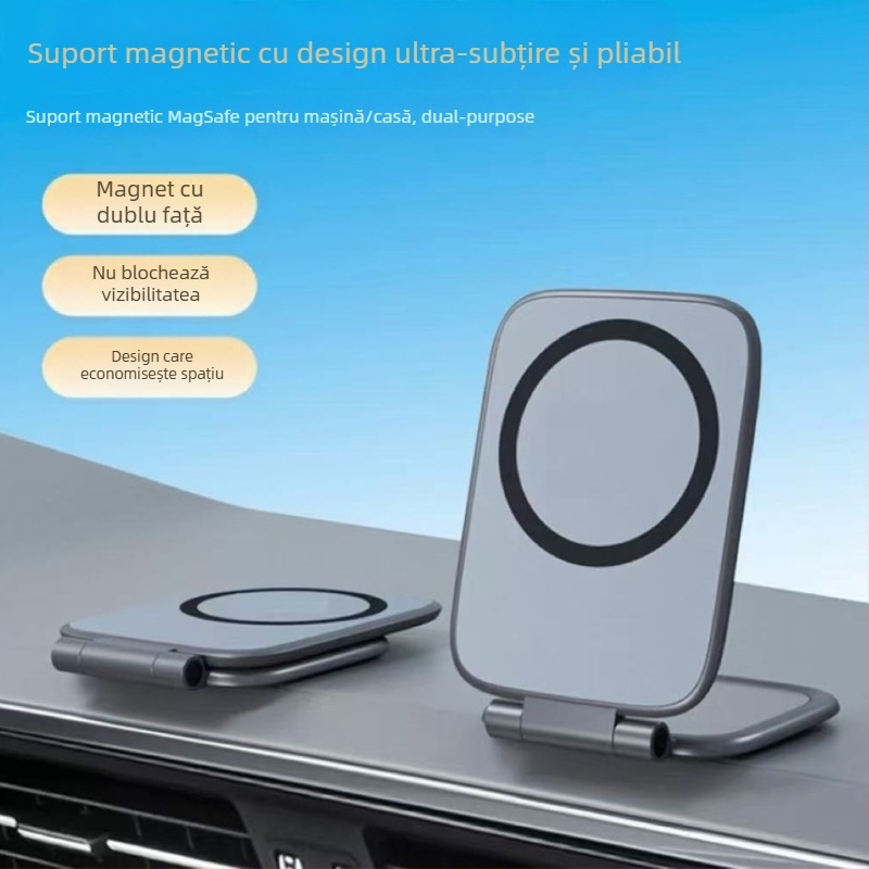 Suport auto magnetic pentru telefon Tesla — multifuncțional, ultra-subțire, pliabil (Material: plastic; Funcție: anti-vibrații; Stil: universal; Personalizare: disponibilă)