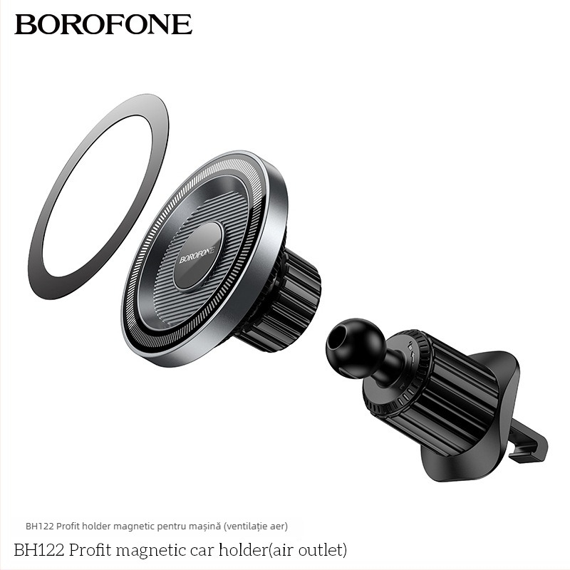 BOROFONE BH122 Suport auto magnetic în formă de inel pentru aerul din sistemul de ventilație, snap-in, universal, PC+ABS