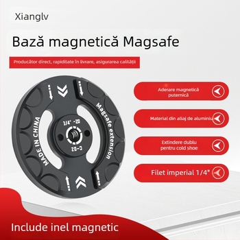 Suport auto pentru telefon – Bază magnetică MagSafe, interfață universală cu gaura de șurub 1/4, aliaj de aluminiu, două monturi cold shoe