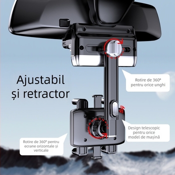 Suport pentru telefon pentru oglinda retrovizoare auto, design cu structură din funie – suport universal AR pentru navigație, montaj snap-on, personalizabil