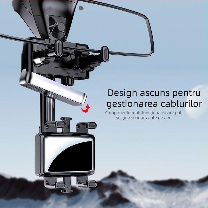 Suport pentru telefon pentru oglinda retrovizoare auto, design cu structură din funie – suport universal AR pentru navigație, montaj snap-on, personalizabil