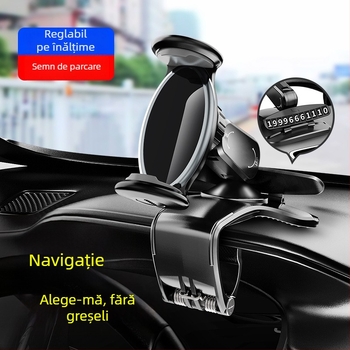 Suport auto pentru telefon cu HUD vizual, din ABS + silicon + hardware; universal; suport pentru personalizare; potrivit pentru bord, parasolar și oglinda retrovizoare.