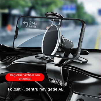 Suport auto pentru telefon cu HUD vizual, din ABS + silicon + hardware; universal; suport pentru personalizare; potrivit pentru bord, parasolar și oglinda retrovizoare.