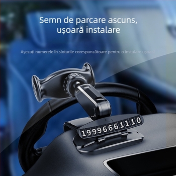 Suport auto pentru telefon cu HUD vizual, din ABS + silicon + hardware; universal; suport pentru personalizare; potrivit pentru bord, parasolar și oglinda retrovizoare.