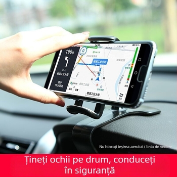 Suport auto pentru telefon, montaj pe bord snap-on, rotire de 360°, construcție din plastic, cod produs HUD bracket