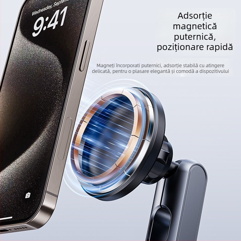 Boneruy Suport auto pentru telefon – Aderență magnetică puternică, suport pentru navigație, pliabil din aliaj de aluminiu