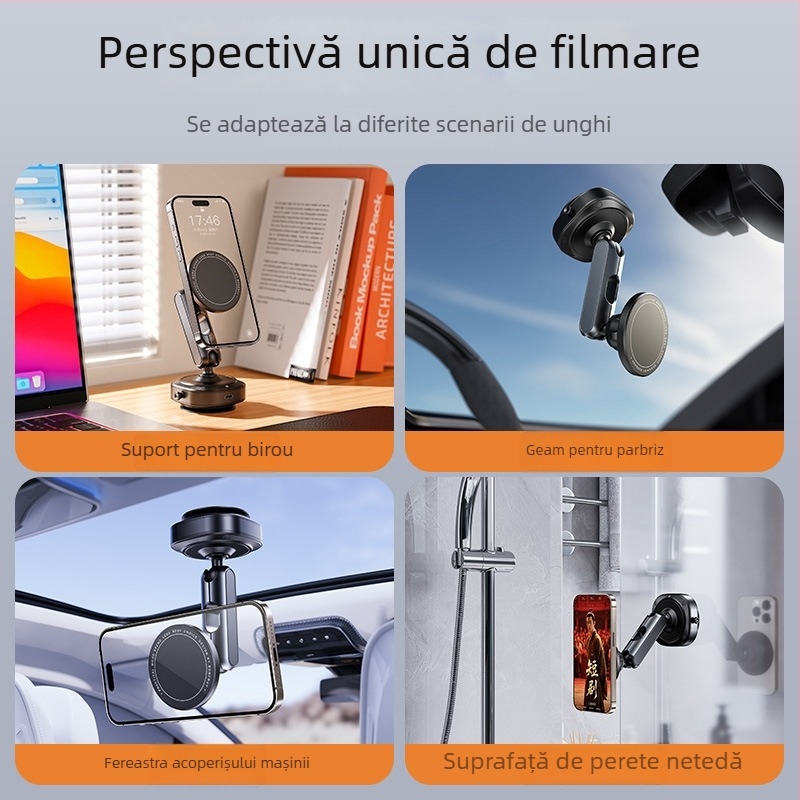 Boneruy Suport auto pentru telefon – Aderență magnetică puternică, suport pentru navigație, pliabil din aliaj de aluminiu