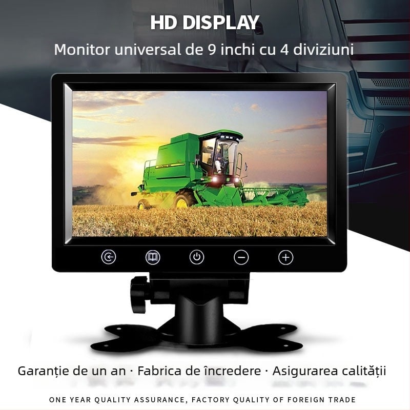Monitor pentru camion de 9 inch, afișaj quad, vedere la recul, infraroșu nocturn de înaltă definiție