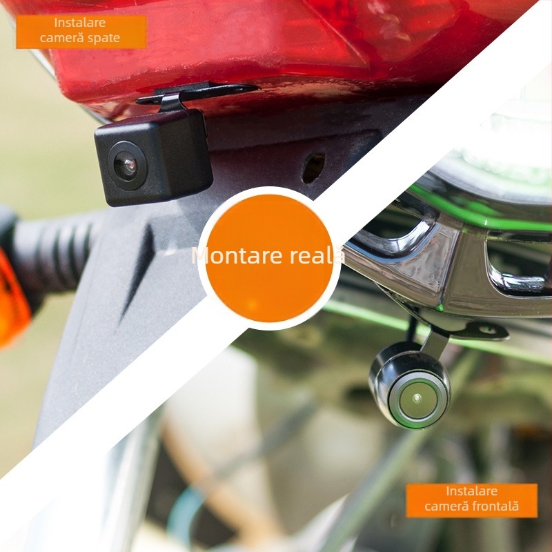 MT20 Cameră de bord pentru motocicletă, lentile duale, rezistentă la apă, unghi de vizionare 120°, 2.0 MP, ecran de 3 inch, telecomandă prin cablu