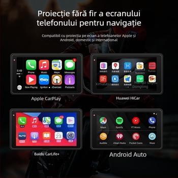 DVR pentru motocicletă cu CarPlay și proiecție pe ecran, unghi de filmare 150°, senzor 3MP, card TF până la 128GB, montaj pe ghidon, 12V